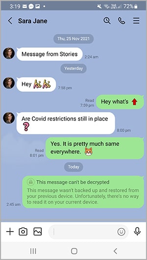 บทสนทนา LINE iphone ปรากฎบน android